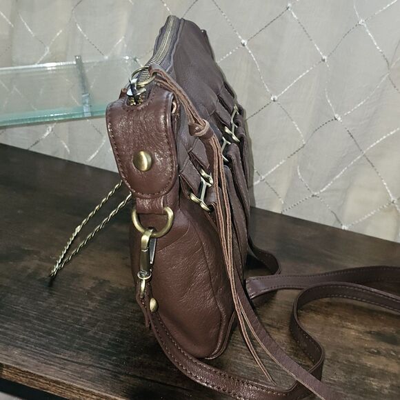 Follis Vintage Pebble Brown Leather Crossbody Bag Preowned Great Condition. - Picture 3 of 7